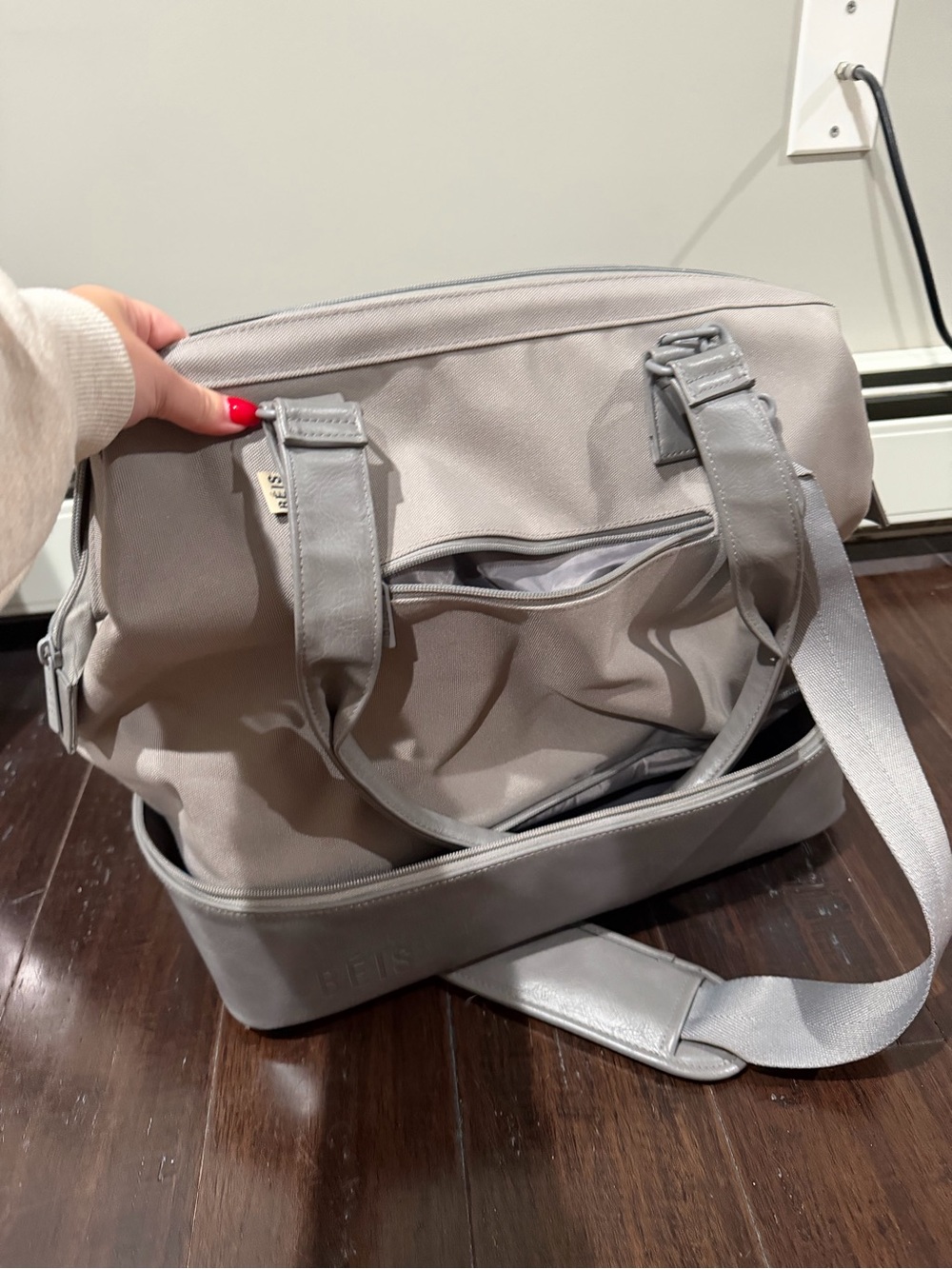 BEIS mini /small Light Gray Travel Duffel with Removable Strap